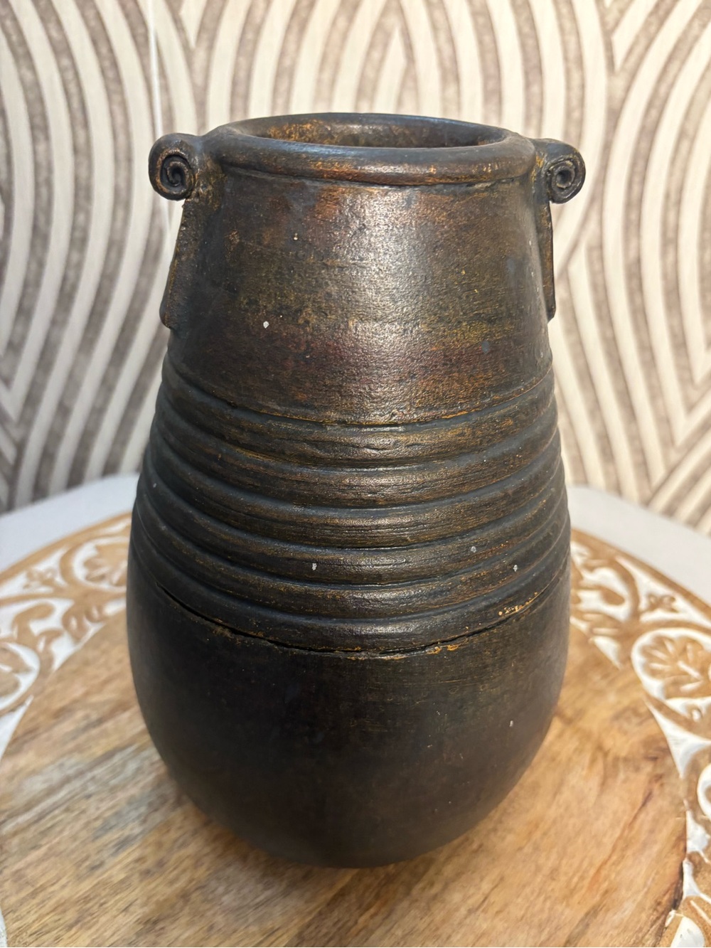 Vintage rustic pier 1 terracotta vase 10 inches tall